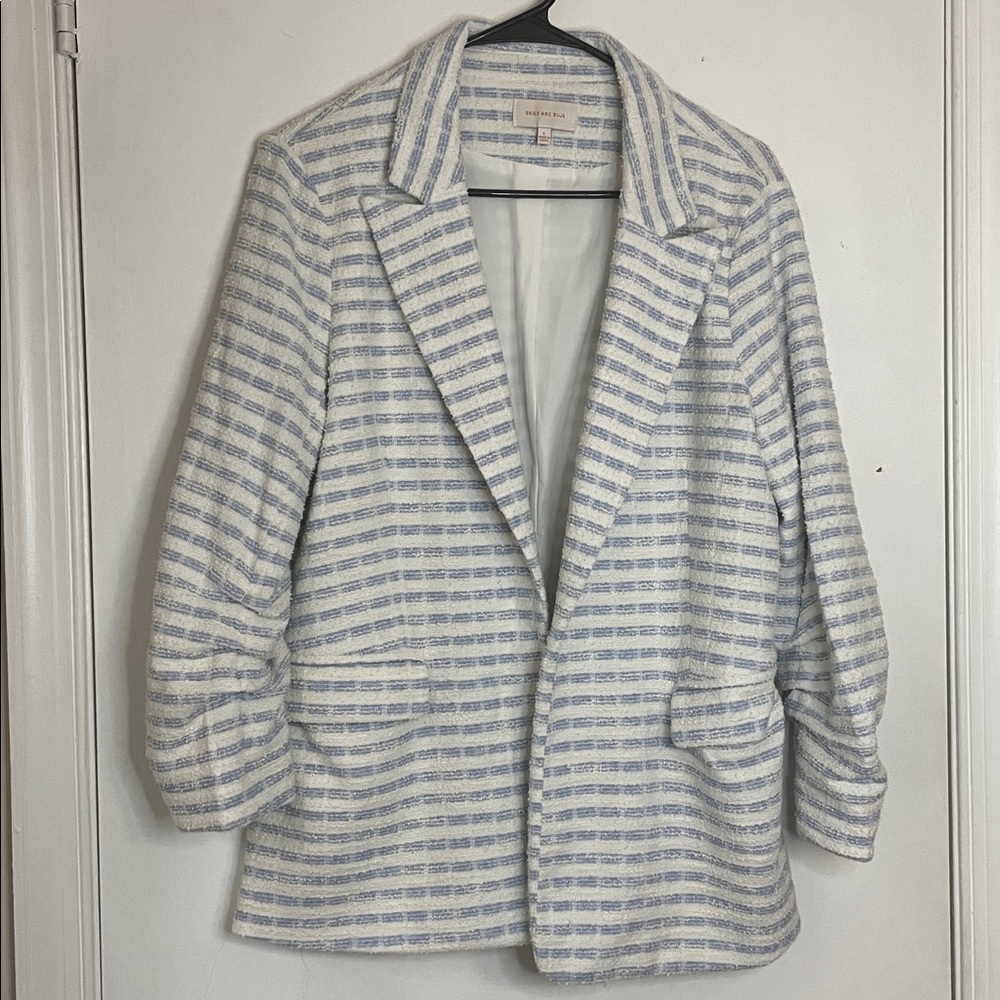Skies Are Blue Striped Blazer - Blue and White